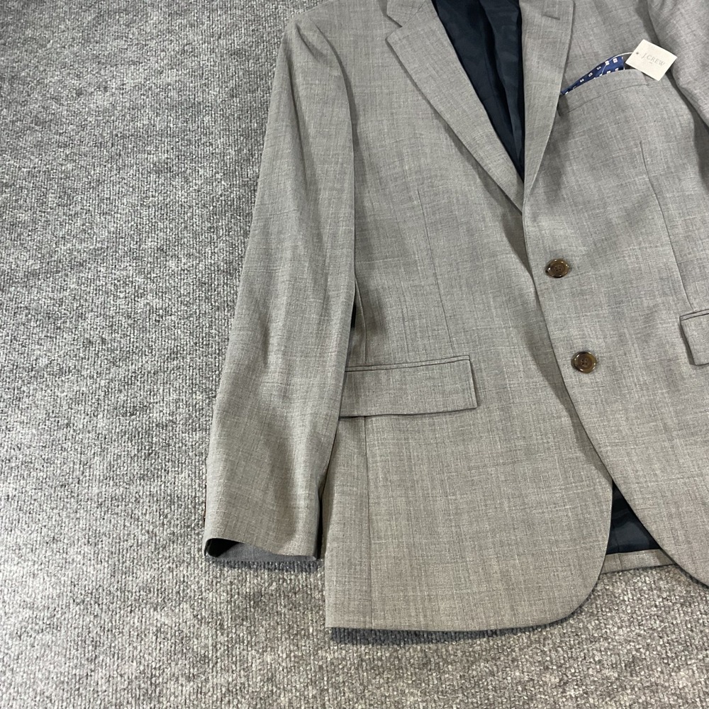 J.Crew Thompson Voyager Sport Coat Blazer 40R 100% Wool Gray Mens Suit Jacket - Picture 2 of 15